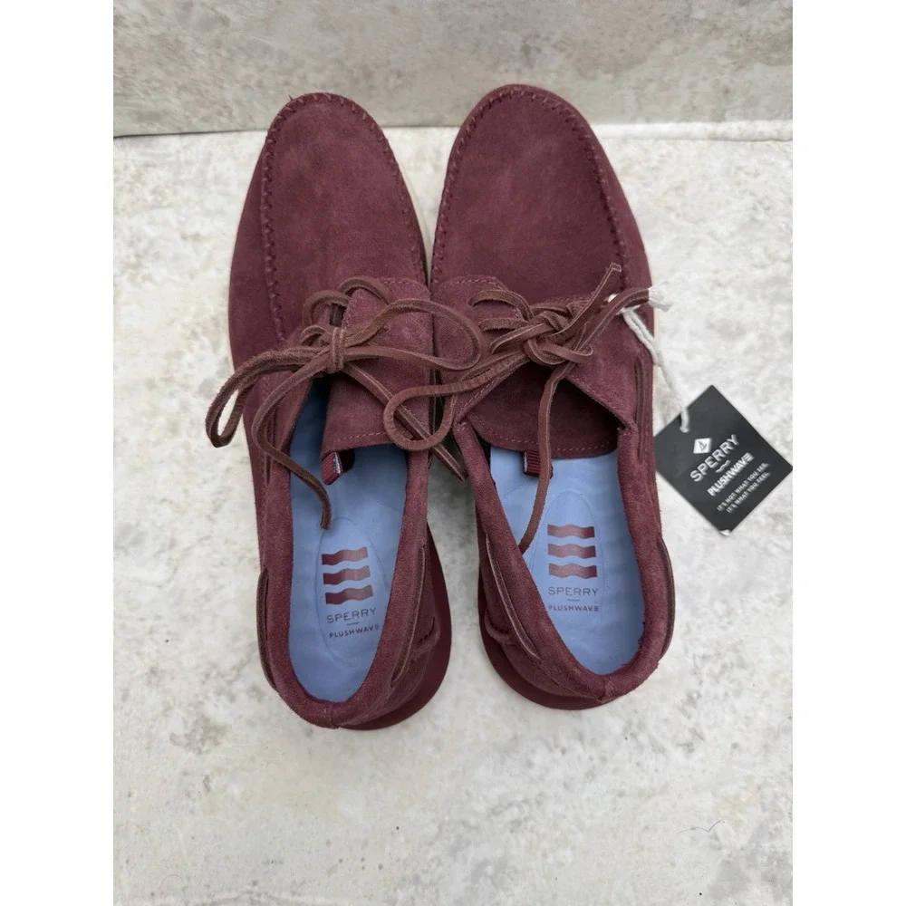 Sperry Plushwave Mens Suede Moc Toe Boat Shoes Burgundy Size 11 Comfort Casual
